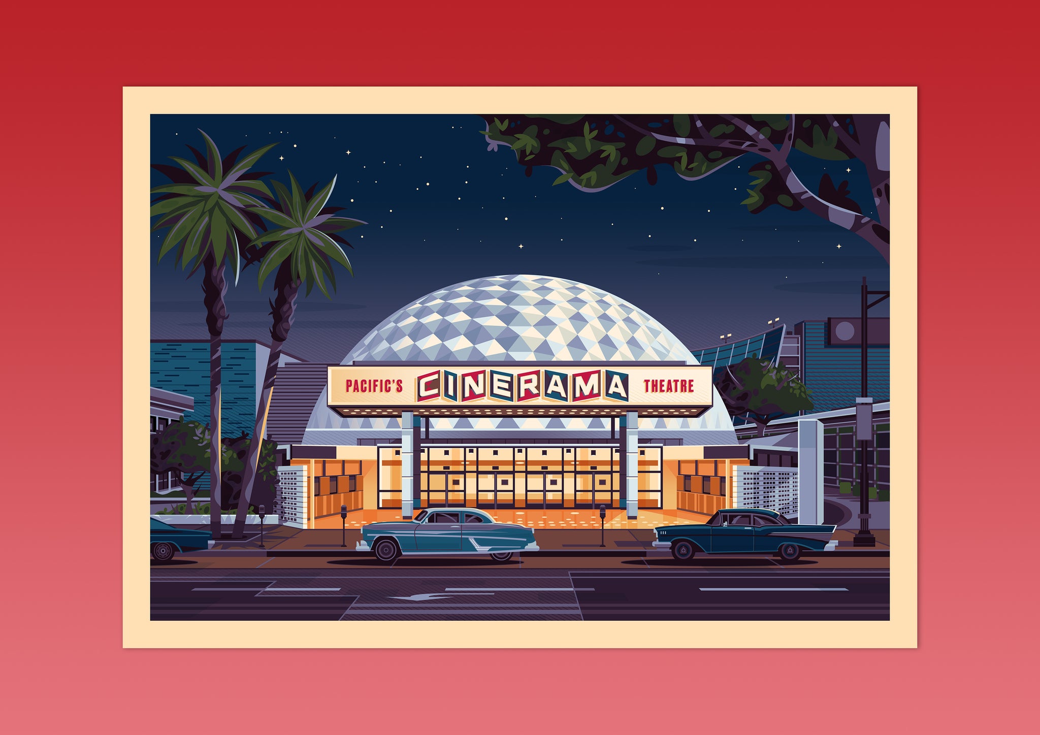 George Townley: Cinerama Dome (Night) mini-print